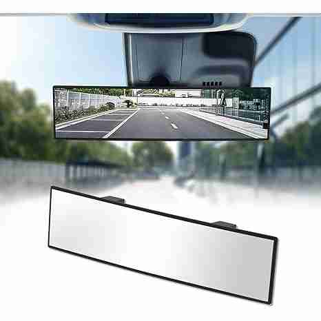 Rear View Mirror, Chrome Anti-glare Panoramic Rear Mirrors Universal 12 Inch Convex Car Interior Clip on Extra Big Wide Angle Rearview Mirror Extender to Reduce Blind Spot for Car SUV Trucks