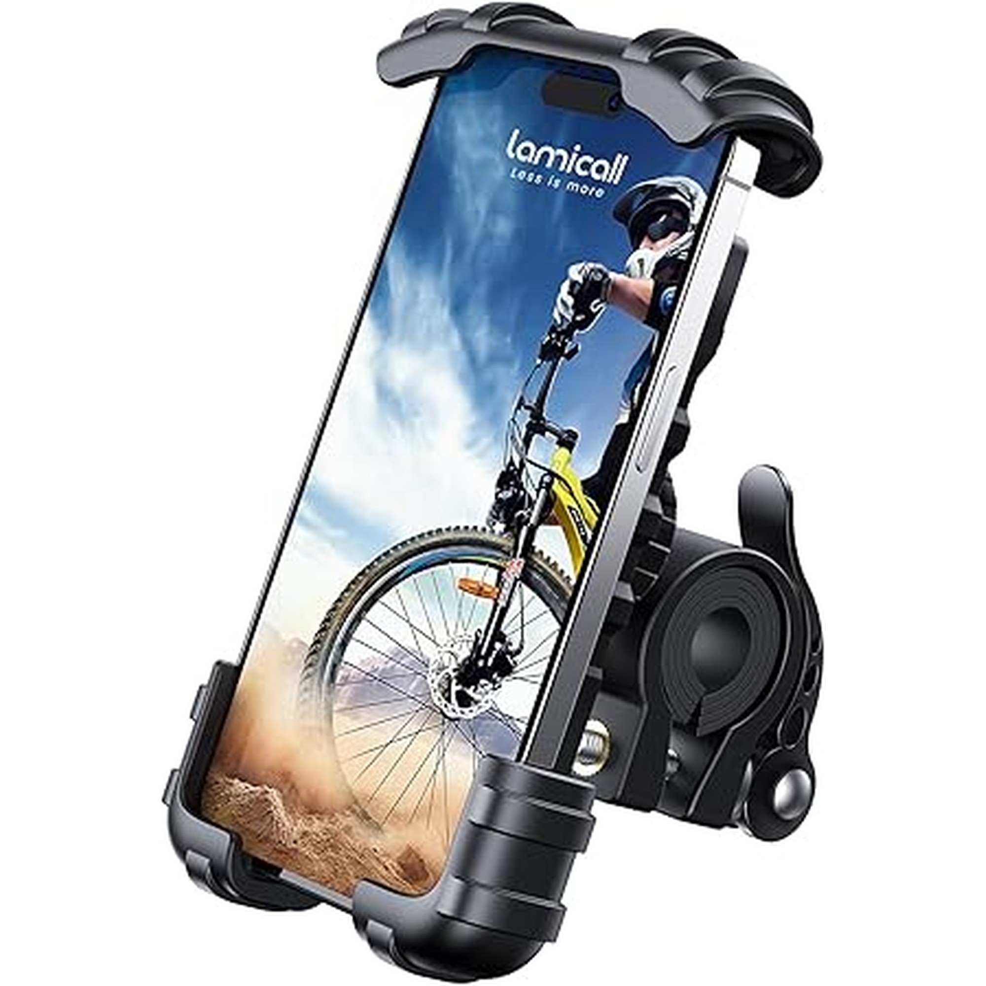 Lamicall Bike Phone Holder, Motorcycle Mount - Motorcycle Phone Holder, Handlebar Cell Phone Clamp, Scooter Phone Clip Gifts for iPhone 17 Air Pro Max, 16 15 Plus, S20, 4.7 to 6.8" Smartphones