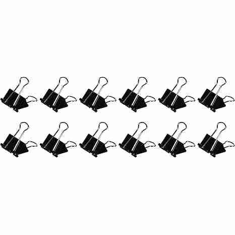 Officemate International Corp. 99050 Binder Clips,Medium,1-1/4-Inch Wide,5/8-Inch Cap, 12/BX, Black/Silver