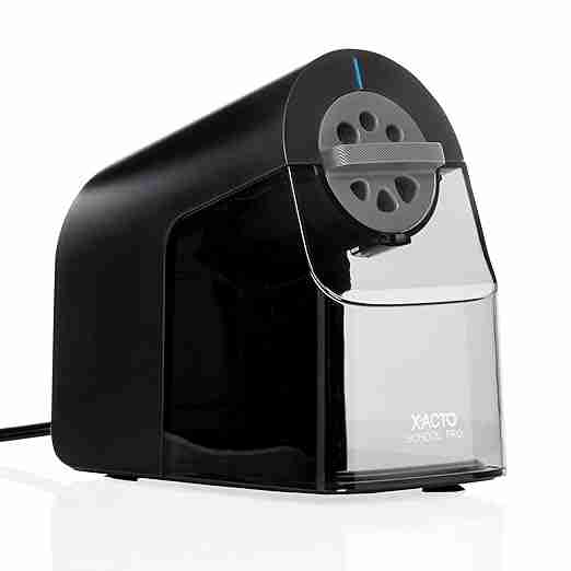 X-ACTO Pencil Sharpener, School Pro Electric Pencil Sharpener, With Six Size Dial, XL Shavings Bin, Black, 1 Count - Heavy Duty, Teacher and School Supplies
