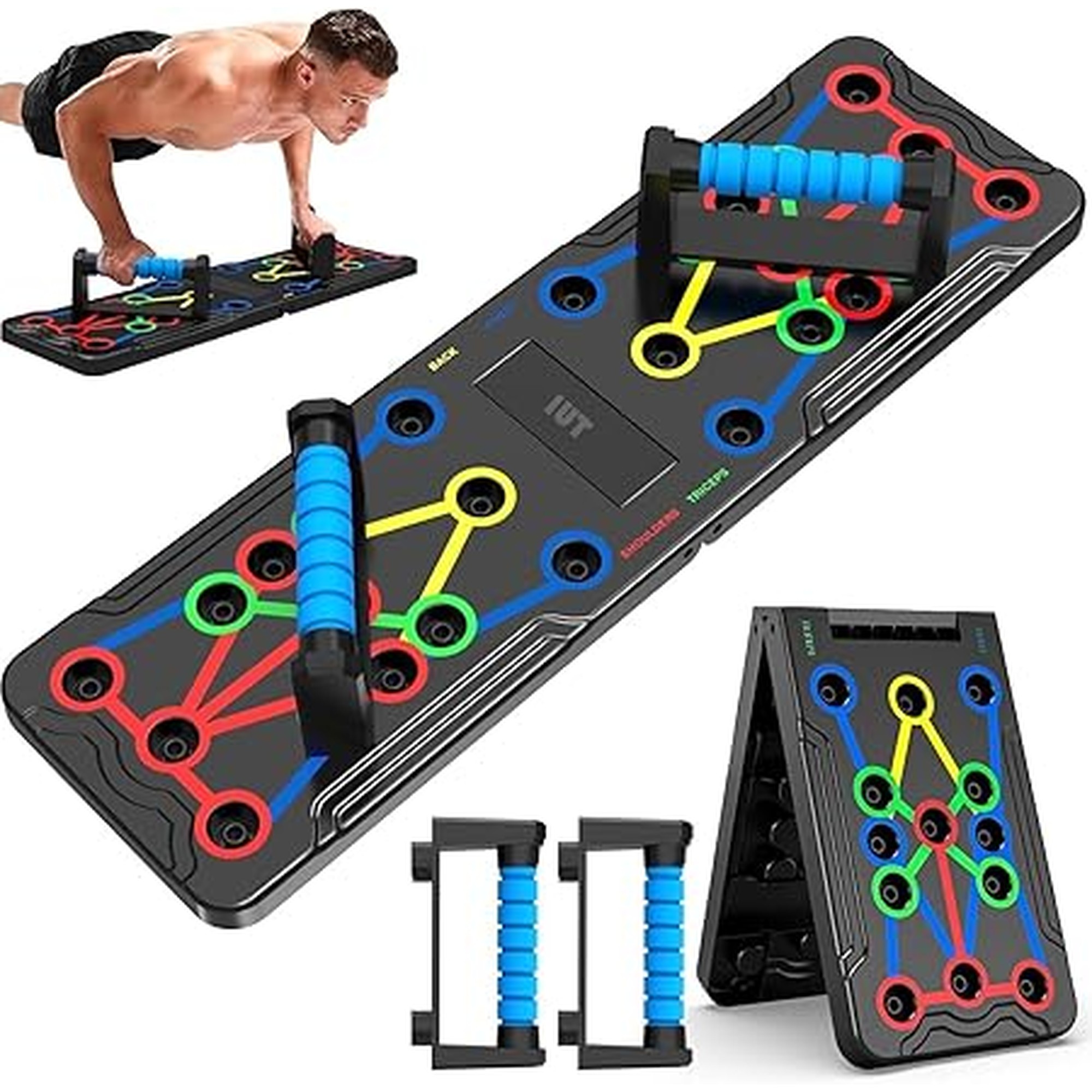 IUT Solid Push Up Board 15 in 1 Home Workout Equipment Multi-Functional Pushup Stands System Fitness Floor Chest Muscle Exercise Professional Equipment Burn Fat