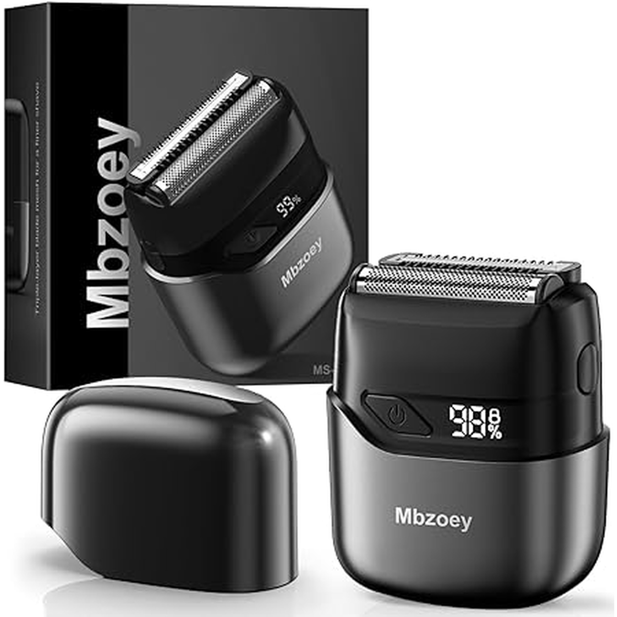 Mbzoey Electric Foil Shavers for Men: Mini Electric Razor for Face - IPX7 Waterproof Cordless Razor with LED Display & Fast Charge - Micro-Comb Technology & Precision Blades