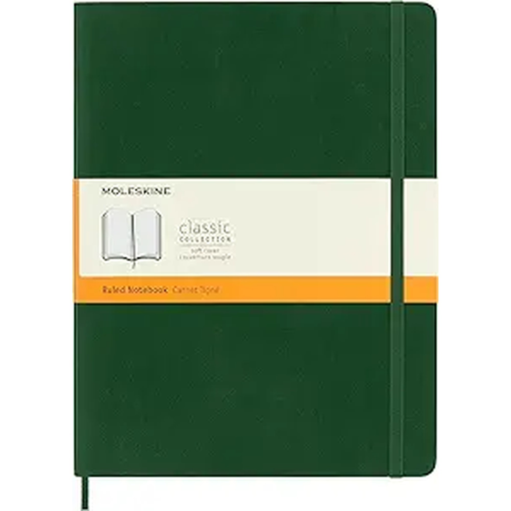 Moleskine Classic Notebook, Soft Cover, XL (7.5" x 9.5") Ruled/Lined, Myrtle Green, 192 Pages