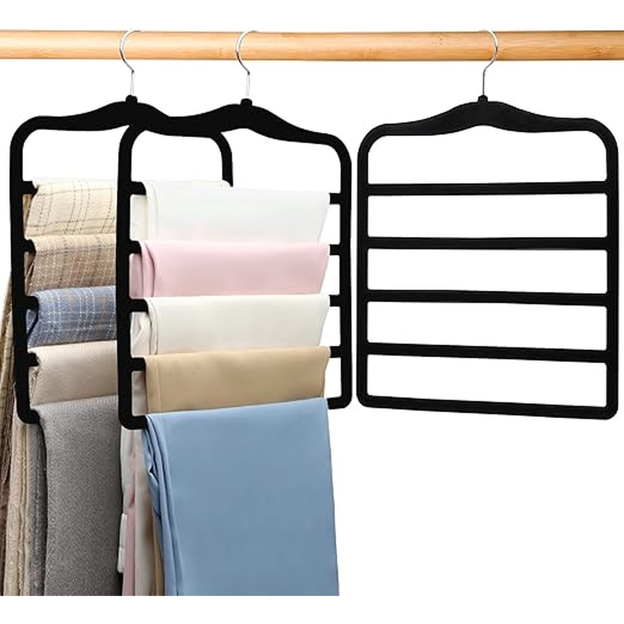 Closet Organizers and Storage,3 Pack Organization and Storage Pants-Hangers-Space-Saving,Velvet Hanger for Dorm Room for College Students Girls Boys Guys Hanging Jean Scarf