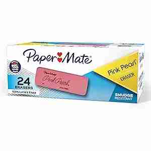 Paper Mate Pink Pearl Erasers, Medium, 24 Count