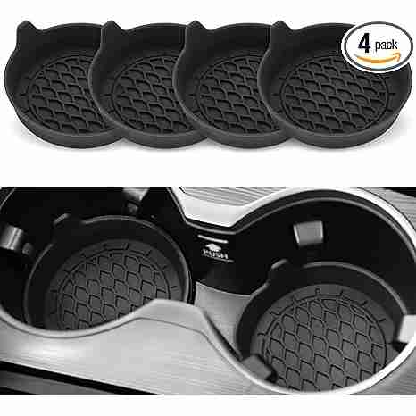 SINGARO Car Cup Holder Coaster, Silicone Cup Holder Insert, Universal Non-Slip Cup Holders, Car Accessories Interior for Women and Man Interior Sets 4 Pack Black