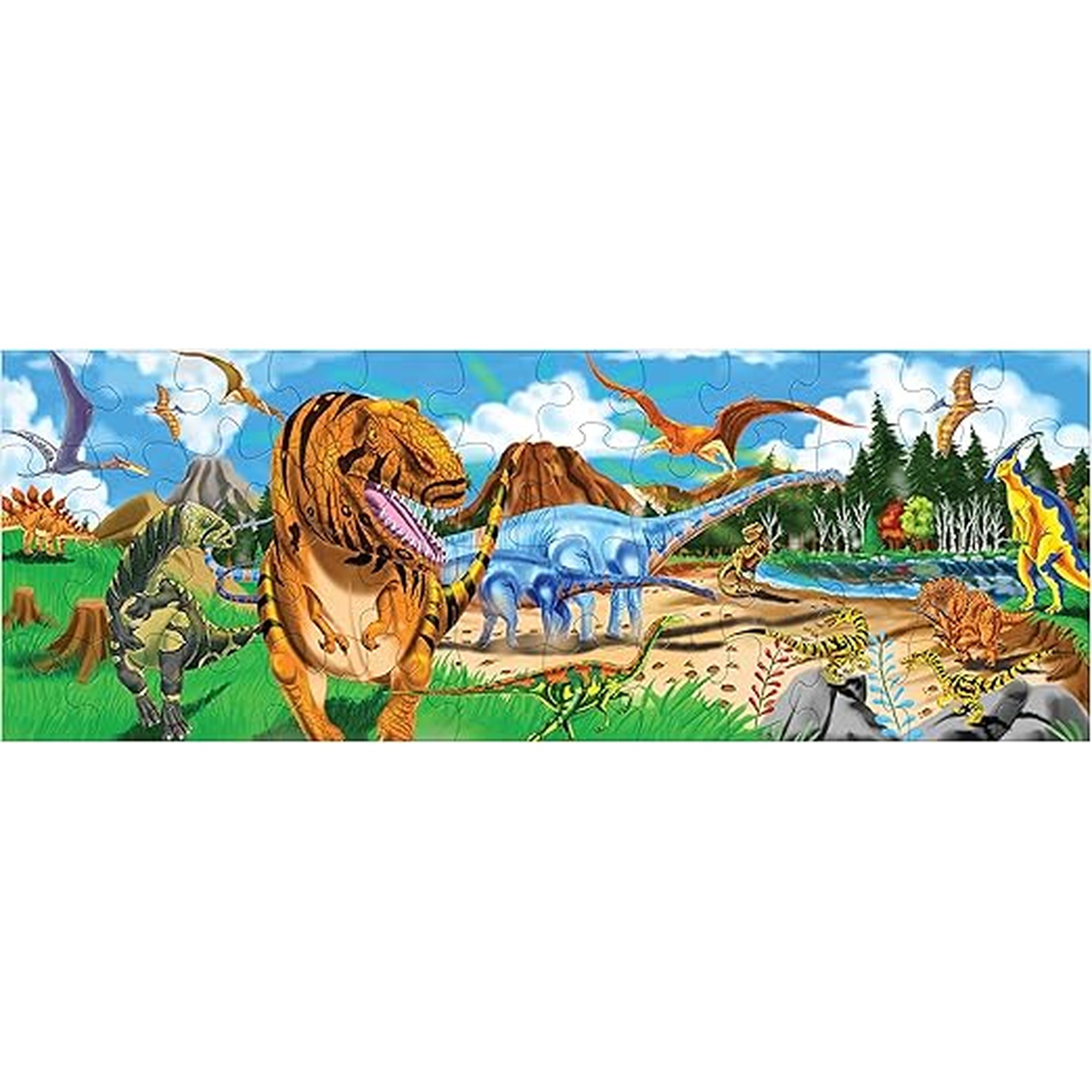 Melissa & Doug Land of Dinosaurs Floor Puzzle, 48 pc Jumbo Jigsaw Puzzle, Educational Screen Free Activity for Toddler, Preschoolers and Kids Ages 3+ (4 feet Long) - FSC Certified