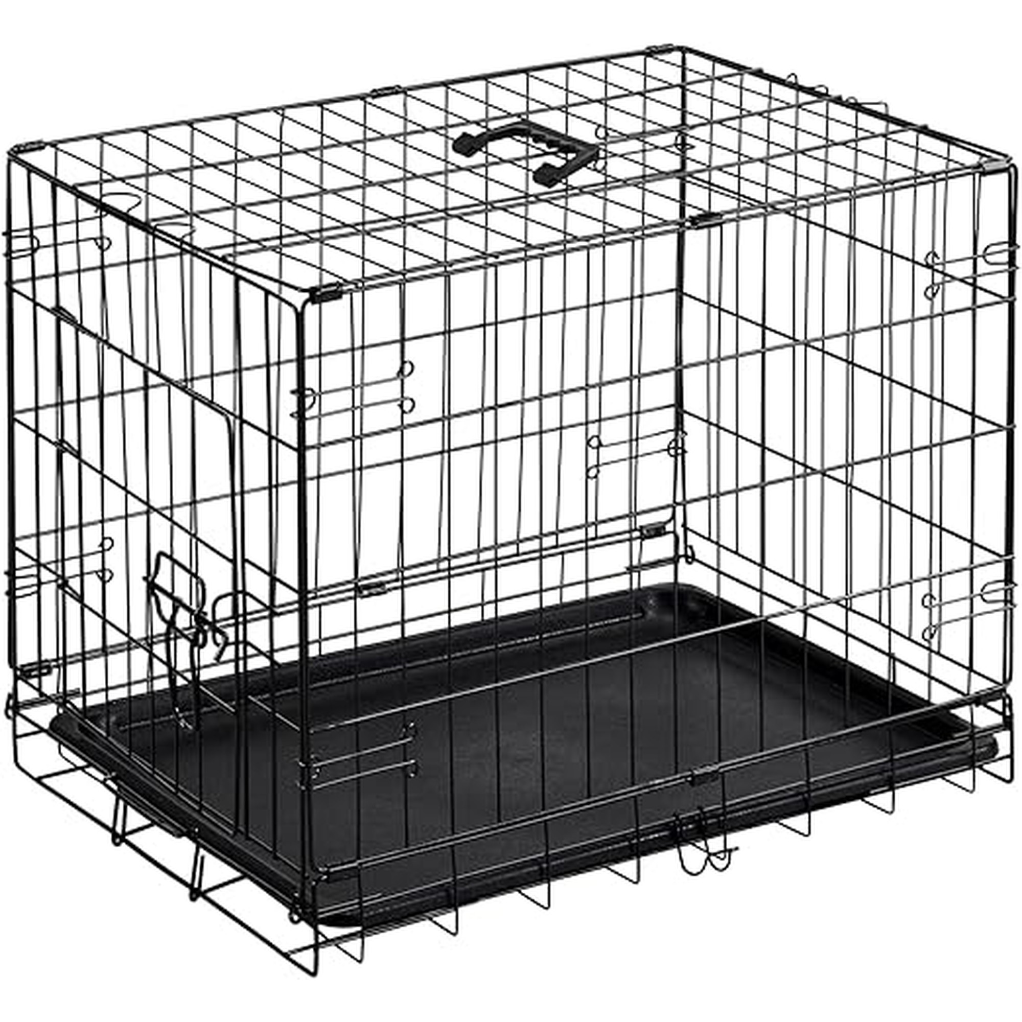 DUMOS Dog Crate, 24 Inch Small Single Door Dog Cage with Plastic Leak-Proof Pan Tray, Folding Metal Wire Pet Kennel for Indoor, Outdoor, Travel