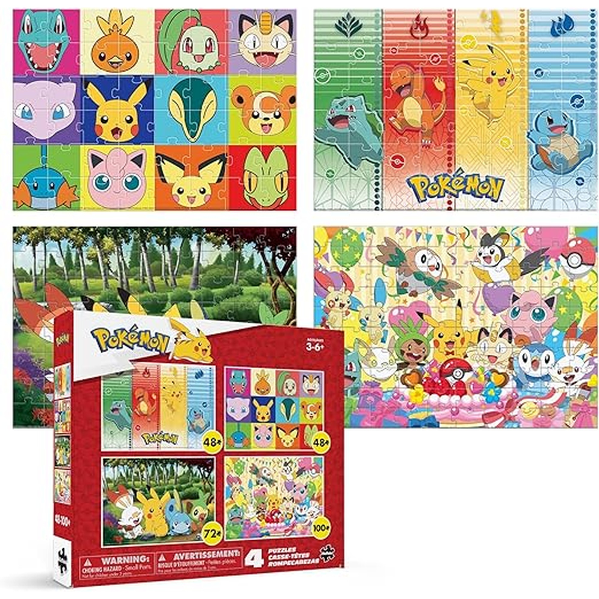 Buffalo Games - PokÃ©mon 4-in-1 Kids Jigsaw Puzzle Multipack - 48, 72 & 100 Piece Puzzles - Colorful Character Art - Preschool Learning Activity -Ages 3-6+ - Birthday for Boys & Girls