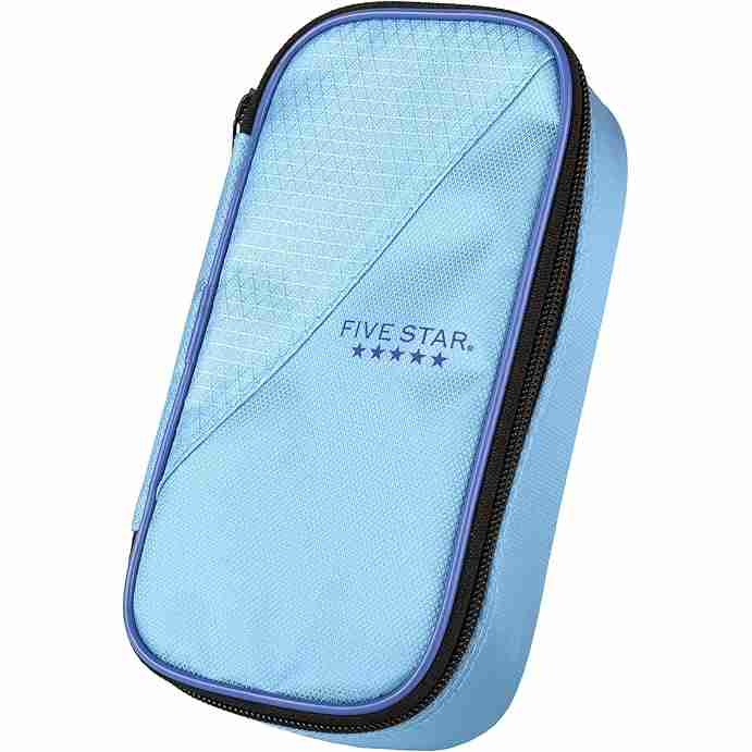Five Star Pencil Pouch, Pen Case, High-Capacity Zipper Pouch, Storage Organizer for School Supplies Earbuds Chargers Cables Makeup, Blue/Denim (500212F-ECM)