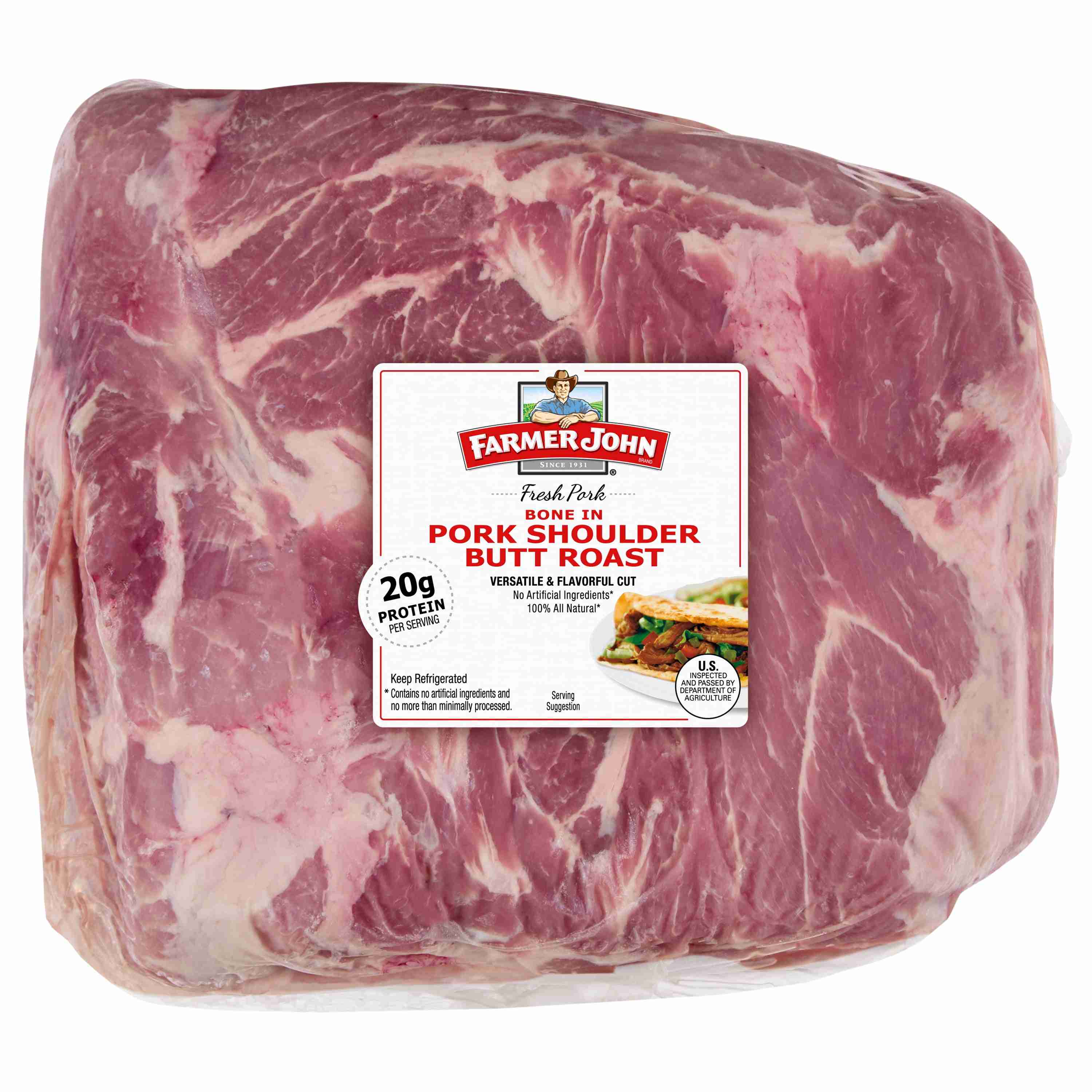 Farmer John, Pork Shoulder Butt Roast, 4.9-8.5lb (Fresh), 20 Grams of Protein per 4 oz Serving