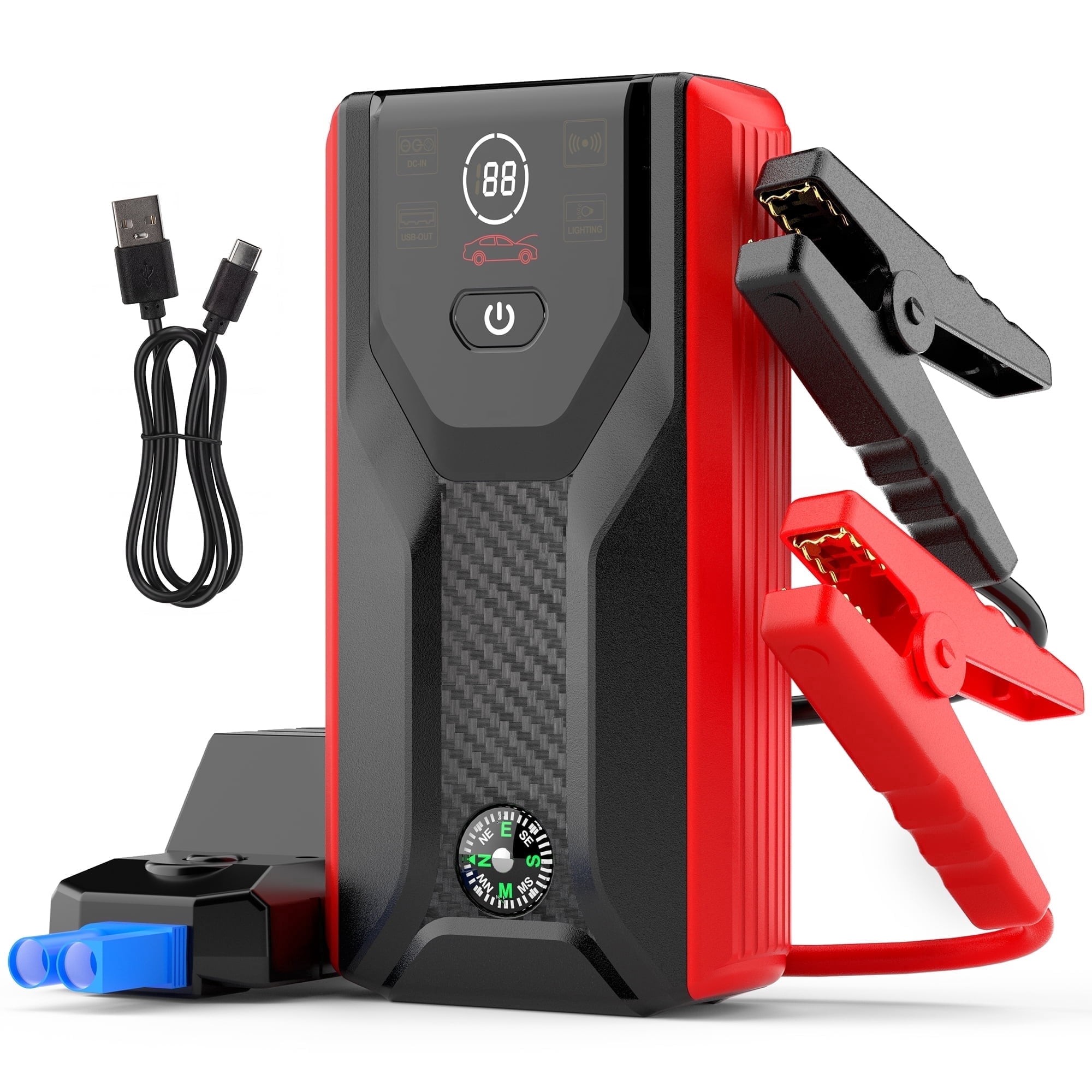 FLORAY Car Jump Starter Portable, 1500A Peak 12V Battery Jump Starter with Jumper Cables Car Battery Charger, Battery Booster Power Pack, Jump Boxes, up to 6.0L Gas/3.0L Diesel