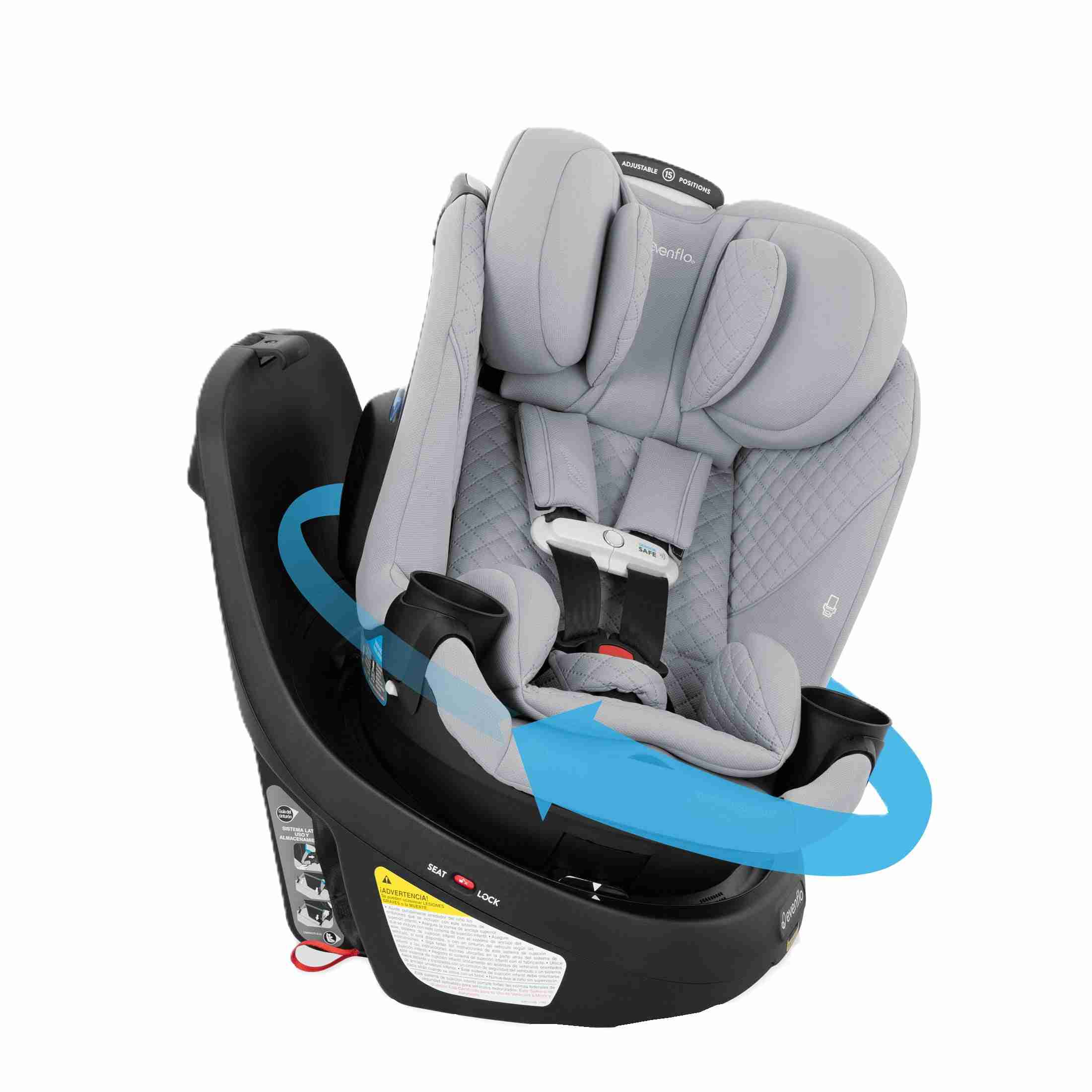 Evenflo Gold Revolve360 Slim 2-in-1 Rotational Car Seat with SensorSafe(Quartz)