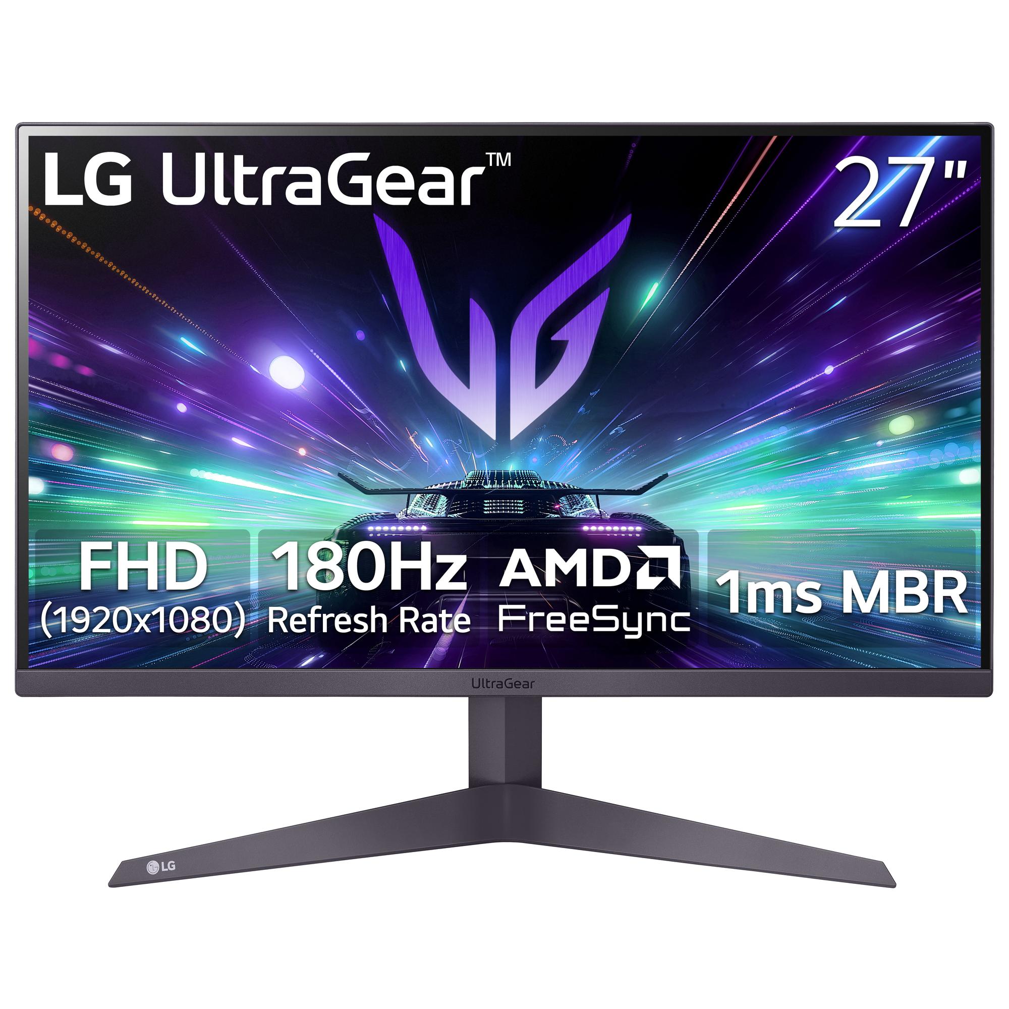 LG 27" UltraGear FHD 180Hz Gaming Monitor with AMD FreeSync, 27GS40W-B
