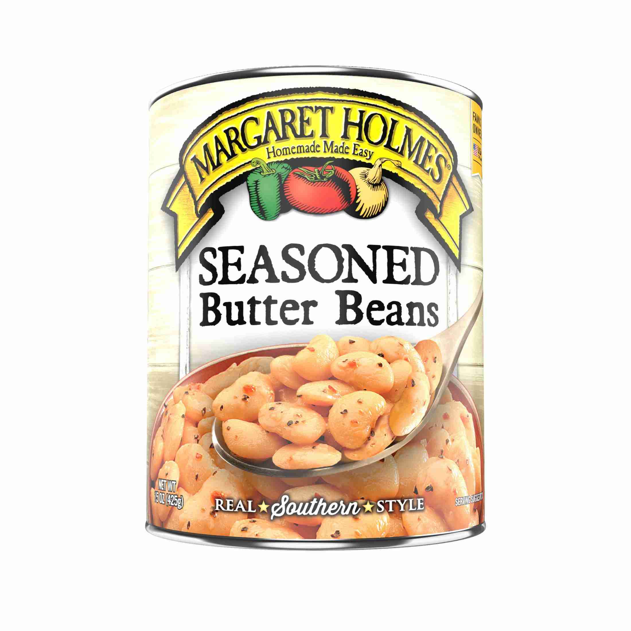 Margaret Holmes Seasoned Butter Beans, Canned Beans, 15 oz