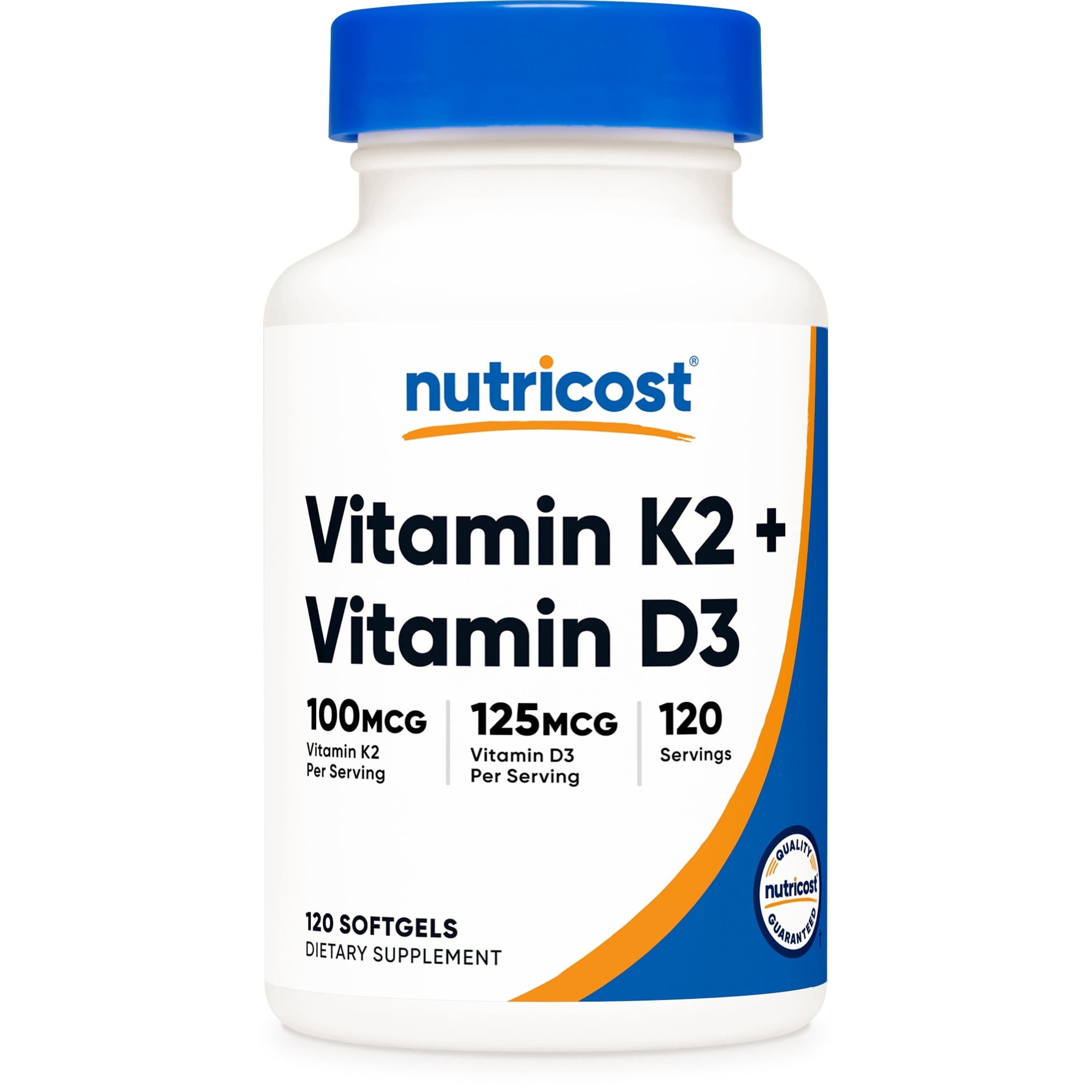 Nutricost Vitamin K2 (100mcg) + Vitamin D3 (5000 IU) 120 Softgels, Supplement