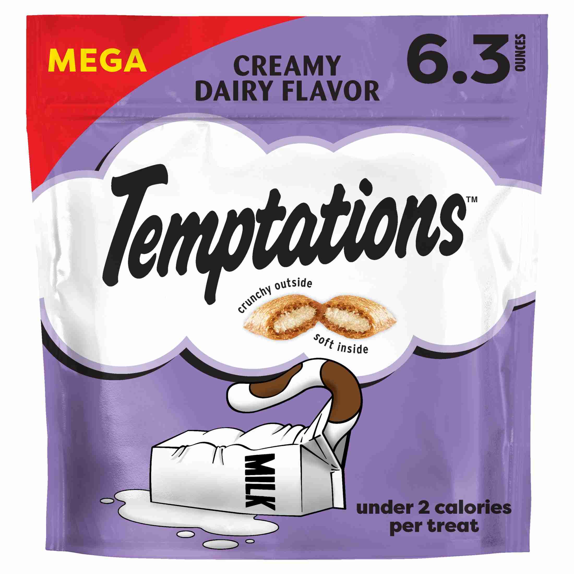 Temptations Classic Creamy Dairy Flavor Crunchy And Soft Treats For Cats, 6.3 Oz Pouch